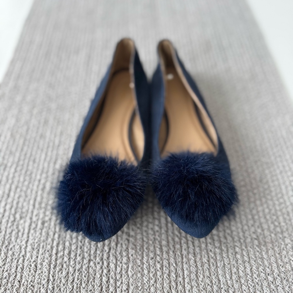 Old Navy Navy Blue Pom Pom Pointed Toe Flats